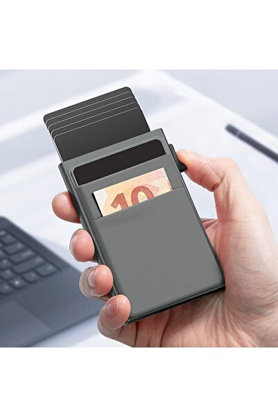 genernic Grey Aluminum Pop Up Wallet Men RFID Blocking Card Holder Slim Front Pocket Money Case Gift