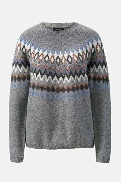 Tchibo Women Round Neck Knitted Sweater, Grey Combo