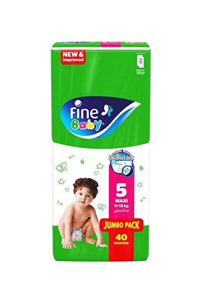 Fine Baby حفاضات مقاس 5 (11-18 كجم) ماكسي، 40 قطعة