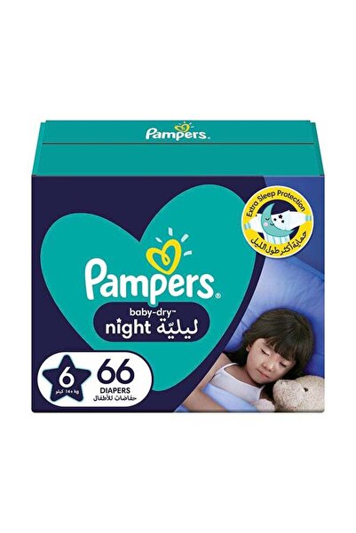 Pampers Baby-Dry Night Diapers For Extra Sleep Protection, Size 6, 14+kg, 66 Diaper Count