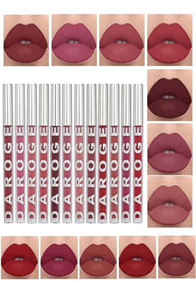 daroge أحمر شفاه مطفي وكثيف يدوم حتى 24 ساعة، 12 قطعة، متعدد الألوان
