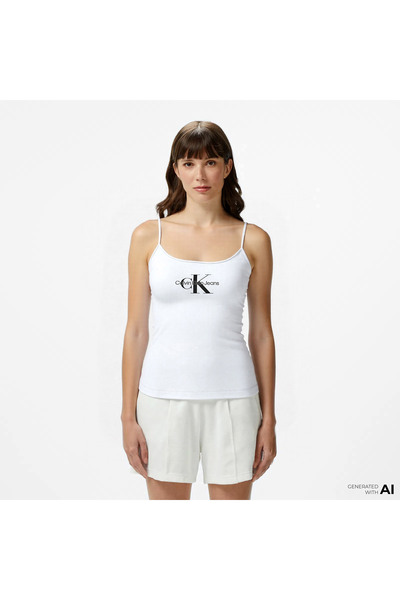 Calvin Klein Jeans Monologo Kadın Beyaz Bluz