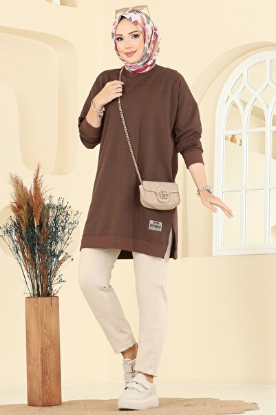 ModaMerve Arma Detaylı Tunik 20455ETT926-MS Kahve