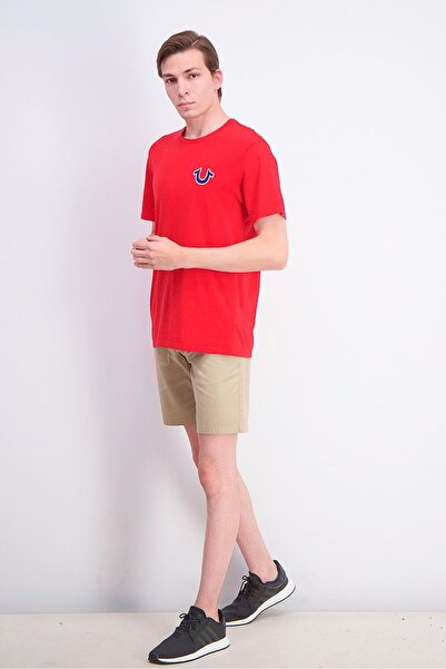 True Religion Men Crew Neckline Short Sleeve Logo T-shirt, Red