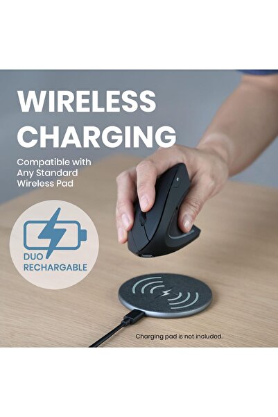 Perixx PERIMICE-713R Rechargeable Wireless Vertical Mouse - Black, Right-Handed