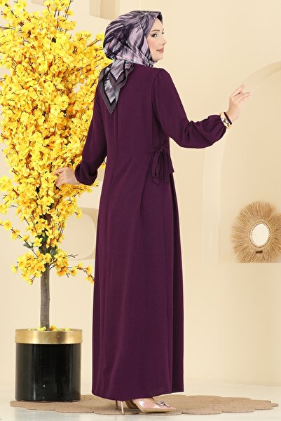 ModaMerve Yandan Bağcıklı Aerobin Elbise 5007MDA386-MS Mürdüm