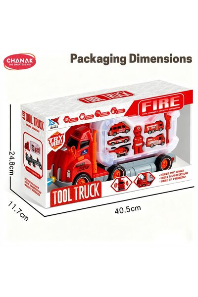 Chanak Fire Rescue Diy Tool Truck Play Set With Light & Projection Effect, Firefighter Vehicle Kit