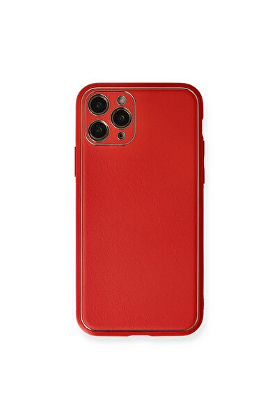 eco port جراب آيفون 11 برو ماكس غطاء سيليكون جلد كوكو - أحمر