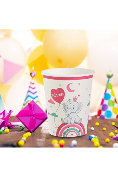 AVA Set of 6 party cups for children, Princess Elephant, cardboard, 240 ml, multicolor