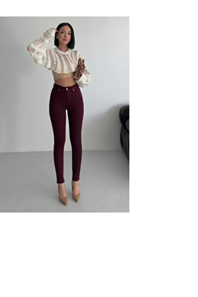 ND Bordo Kot Pantolon - Gündelik Mom Kesim