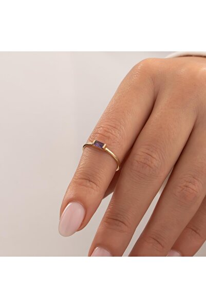 H.M Hakan Mücevherat Mor Taşlı 14 Ayar Altın Yüzük