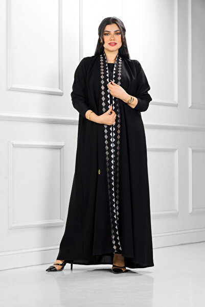 ROZA ABAYA عباية اياقة نصف كلوش منسوجة من قماش كريب الفاخر مع طرحتها