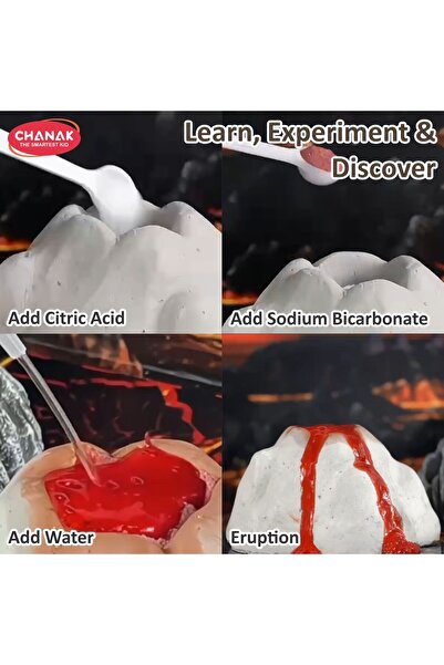 Chanak Ultimate Volcano Science Kit for Kids – DIY Eruption with Dino Fossils & Rock Dig STEM Toy