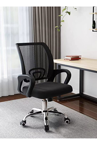 AGD 360° Swivel Wheel Desk Chair Adjustable Height Thickened Sponge Pad Black