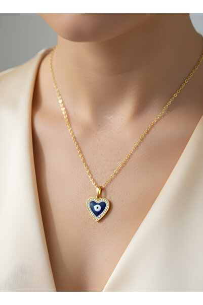 TURBİJ Red four-leaf clover detailed gold-tone elegant women's y necklace