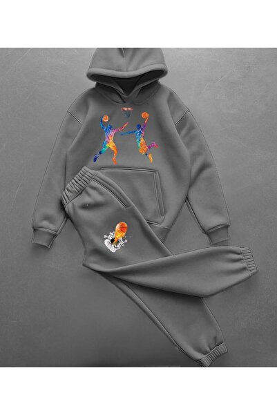 NewCabin Colorful Basketball Figure Sweat & Flame Ball Printed Jogger Unisex ...