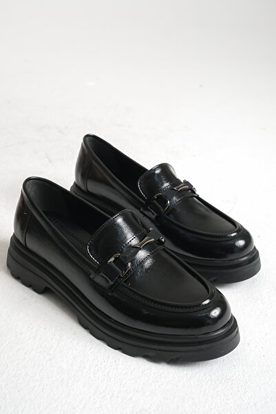 Park Fancy 834 SİYAH KIRIŞIK KADIN LOAFER AYAKKABI