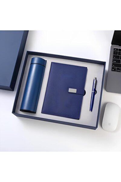 OricareFain Gift set, Thermos, A6 binder, Elegant pen, Packed in an exceptional gift box, Blue