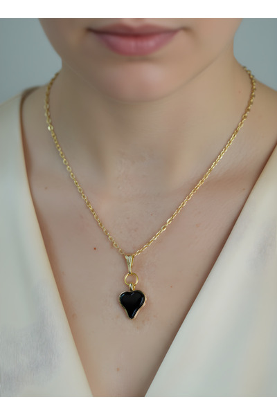 TURBİJ Life tree evil eye bead stone detailed gold color chain women's necklace