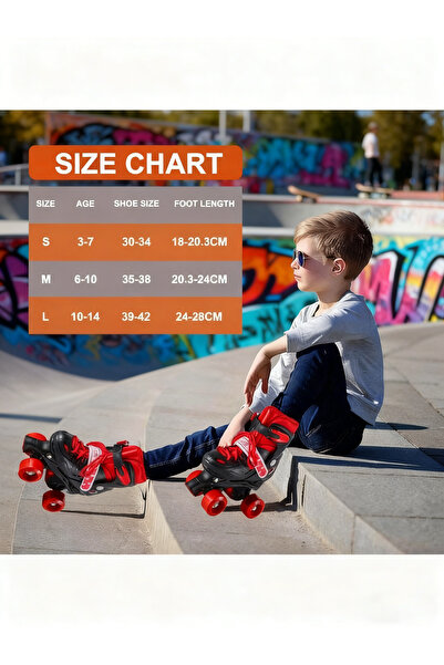 Lichico Adjustable, Kids Unisex Four Wheel Roller Skating Shoes