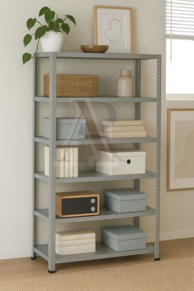 ALANRAF Çelik Raf 6 Katlı 31x93x200 Dekoratif Raf Sistemleri, Depo rafı, Arşiv rafı, Kiler rafı