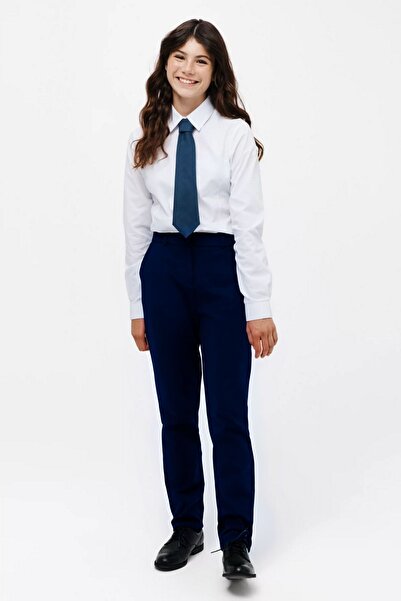 OKULCUBABA Дівчача синя висока талія ткана тканина Regular Lise Boy Trend шкі...