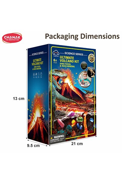 Chanak Ultimate Volcano Science Kit for Kids – DIY Eruption with Dino Fossils & Rock Dig STEM Toy