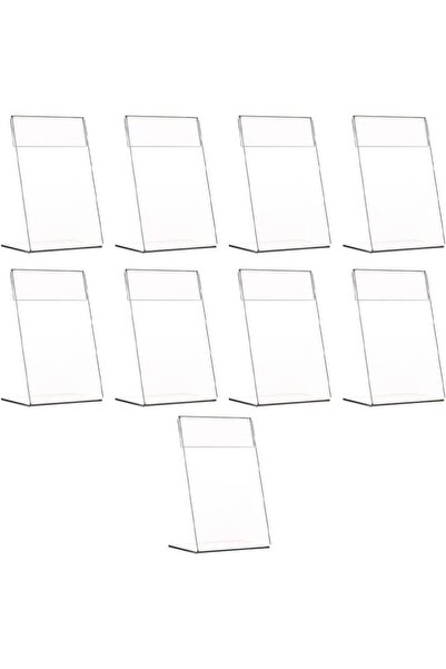 Slasa حامل بطاقات أكريليك على شكل حرف L، حامل عرض مائل شفاف (15 × 10 سم، عبوة من 6 قطع)