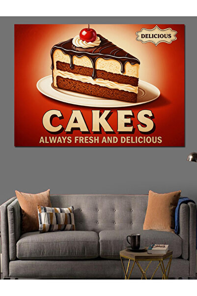 KanvasSepeti Pictură publicitară cu prăjituri vintage Pictură în ulei de înal...