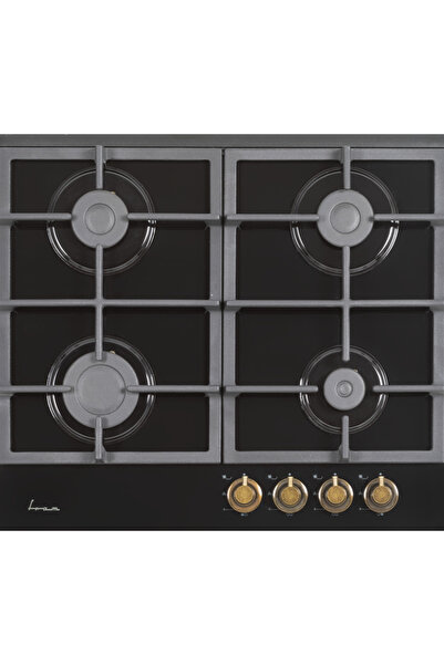 FRAM built-in gas hob FBH-S4IWF-GRBK, 4 burners, electric ignition, cast iron grates, 60 cm, black g