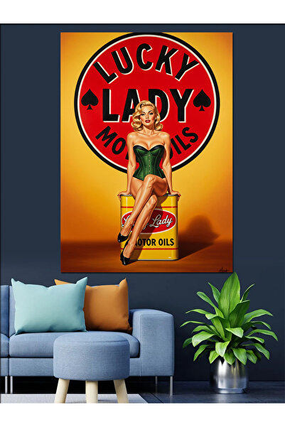 KanvasSepeti Lucky Lady Retro Pictură în ulei de înaltă calitate texturat Can...