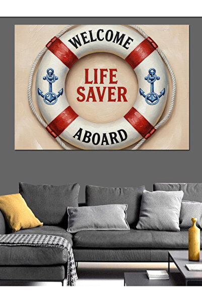 Artmeg Διακοσμητικός καμβάς Welcome Lifebuoy - Ξύλινος πίνακας MDF