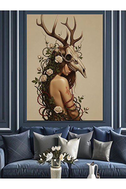 KanvasSepeti Floral Corned Horned Pictură în ulei de înaltă calitate texturat...