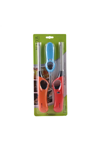 WINDCERA Refillable Gun Lighters- Orange, Red & Blue
