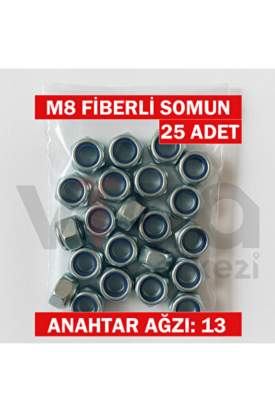 vida merkezi yapıları birleştiren güç M8 Fiberli Somun 25’li – Çinko Kaplı