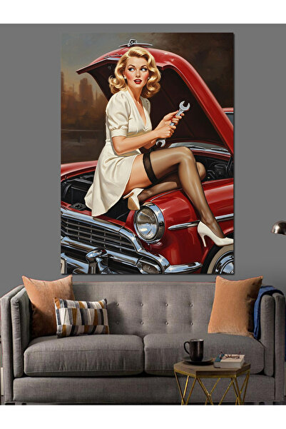 KanvasSepeti Sexy în interiorul mașinii Pictură în ulei de înaltă calitate d ...