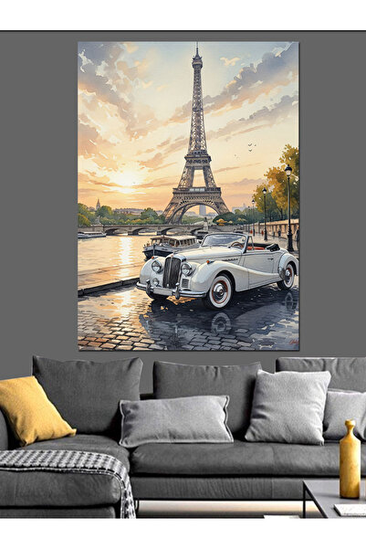 KanvasSepeti Turnul Eiffel Ziua Pictură în ulei de înaltă calitate texturat P...