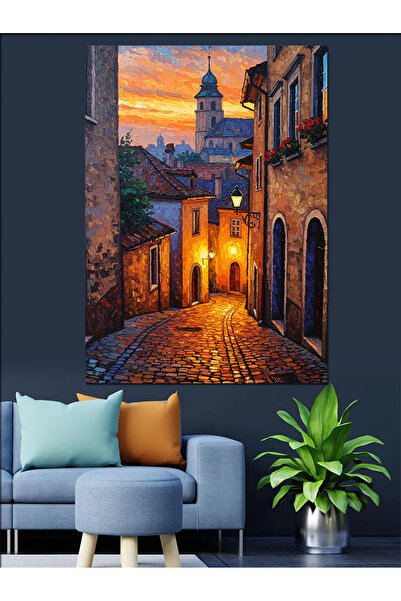 KanvasSepeti Pictură în ulei de înaltă calitate Italian Street d texturat Can...