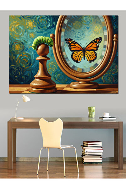 KanvasSepeti Aynada Kelebek Pictură în ulei de înaltă calitate texturat Canva...