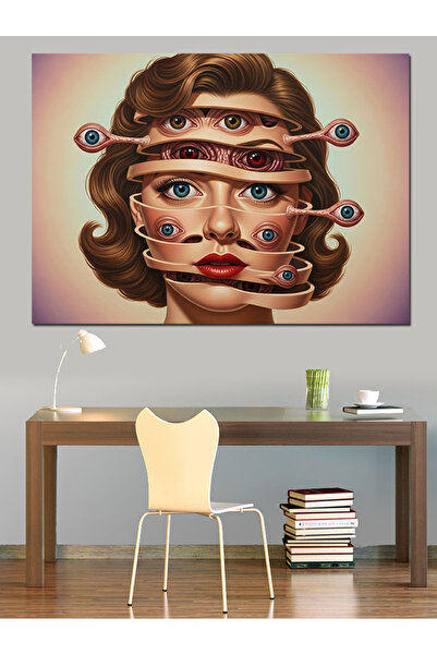 KanvasSepeti Față de femeie abstractă Pictură în ulei de înaltă calitate text...