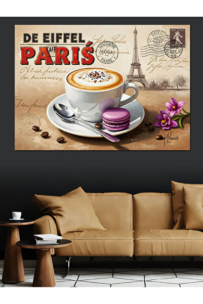 KanvasSepeti Cafea tematică Paris Pictură în ulei de înaltă calitate texturat...