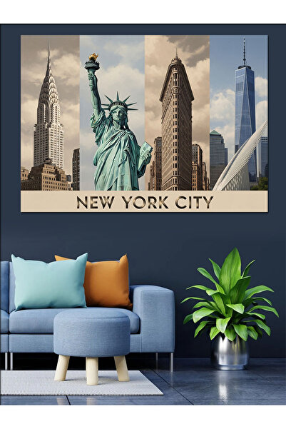 KanvasSepeti New York Freedom Pictură în ulei de înaltă calitate texturat Can...