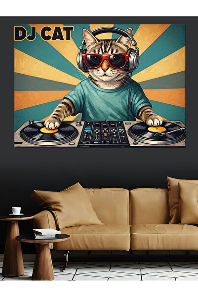 Artmeg Dj Kedi Banner decorativ din pânză - Tablou din lemn MDF