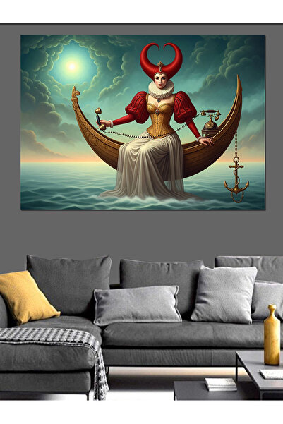 KanvasSepeti Zlo što sedi na Mesecu Visokokvalitetna uljana slika Teksturiran...