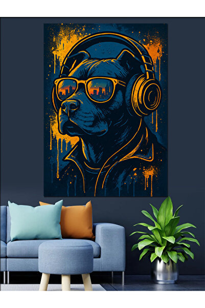 KanvasSepeti Elegant albastru cu ochelari Pictură în ulei de înaltă calitate ...