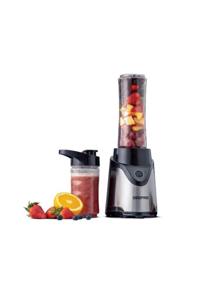 Geepas GSB44075 Personal Blender 500W Powerful Motor with 2 Plastic Sport Bottles- Black