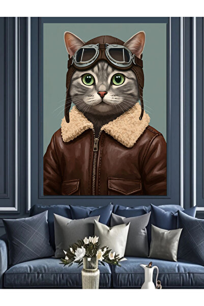 KanvasSepeti Pilot elegant cu ochelari Pictură în ulei de înaltă calitate tex...