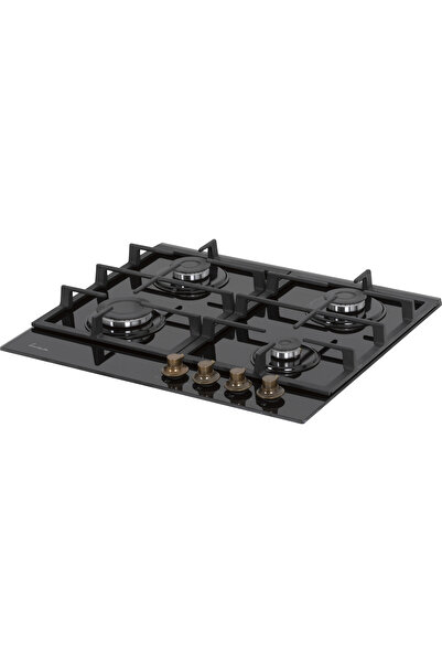FRAM built-in gas hob FBH-S4IWF-GRBK, 4 burners, electric ignition, cast iron grates, 60 cm, black g
