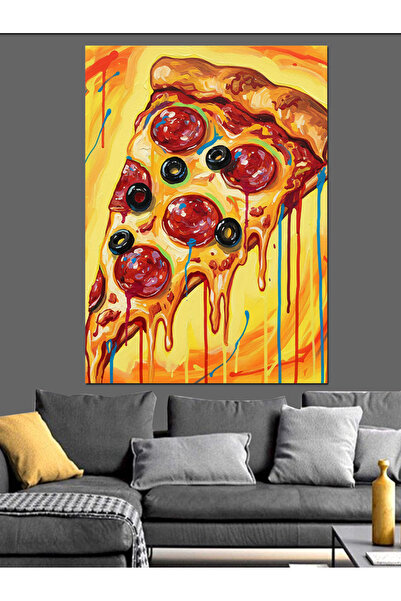 KanvasSepeti Dilim Pizza Food Pictură în ulei de înaltă calitate texturat Can...