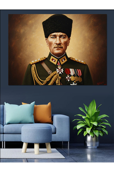Artmeg Portretul Marshalului Ataturk în uniformă, pânză decorativă - Tablou d...